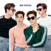 Áo Thun Nam Cổ Tròn Tay Dài Raglan Phối 3 Sọc Cotton Gân Form Body Thương HIệu MrTwins - ATDT3S