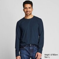 Áo thun nam cổ tròn tay dài Uniqlo Supima Cotton màu navy