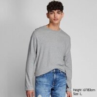 Áo thun nam cổ tròn tay dài Uniqlo Supima Cotton màu xám