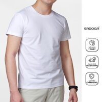 Áo thun nam cổ tròn trắng trơn, họa tiết ENKONI TT0001, áo thun ngắn tay nam kiểu dáng regular, áo thun cotton nam