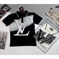 Áo thun nam cổ trụ in hoạ tiết LV đơn giản (chất thun cotton 100% mặc cực mát)