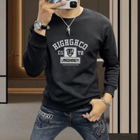 Áo thun nam dài tay áo nỉ không mũ cổ Tròn Mẫu Mới Xuân Thu áo mặc trong thường ngày thương hiệu sành điệu in hoa thời trang phong cách Hồng Kông áo ôm dáng rộng rãi