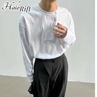 Áo thun nam dài tay HALORIFT Mùa thu đông phong cách Mỹ có khóa kéo cổ cao nửa cổ