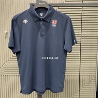 Áo thun nam Descente Áo thun thể thao cổ ngắn tay cổ điển in hình nam