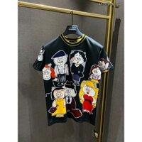 Áo Thun nam DG cao cấp màu đen họa tiết in hình gia đình heo hot trend 2025