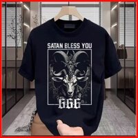 ♞[Áo thun nam Distro] Lucifer 2 Pentagrama Satanic 666 Metal Music Unisex Hombres Mujeres Áo thun Vintage AdultQualit