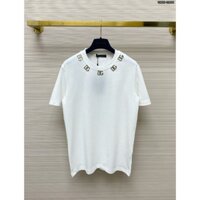 Áo Thun nam Dolce cao cấp 2 màu họa tiết đính logo DG vàng