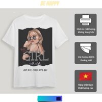 Áo thun nam GIRL Trắng Be Happy, Áo phông tay ngắn nam - TT-10