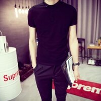 Áo thun nam Hàn Quốc cổ bo tổ ong thời trang - phong cách (đen)