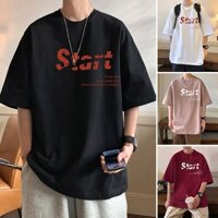 Áo Thun Nam HappyTee - Áo Tay Lỡ Nam Form Rộng START If you love.. Chất vải cotton 100 cao cấp - 4 màu Đen Đỏ Trắng Xanh