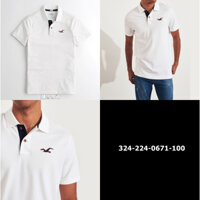 Áo thun nam Hollister HCO-P300 Stretch Slim Fit Polo là áo thun Hollister nam màu trắng phối cổ én bự | 3242240671100