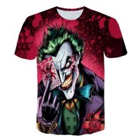 Áo thun nam in hình chú hề quỷ cổ tròn Joker 3D kỹ thuật số