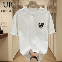 Áo thun nam in hình mới Thời trang Châu Âu và Mỹ In chữ đơn giản dáng rộng cộng với kích thước Quần áo nam tay ngắn