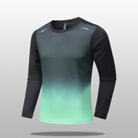 Áo thun nam khô nhanh thoáng khí màu Gradient, Áo thể thao dài tay co giãn Slim Fit