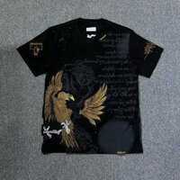 Áo thun nam LORD REVIVED đại bàng màu đen,hoạ thiết đại bàng full thêu , đính đá bi titan không gỉ sét