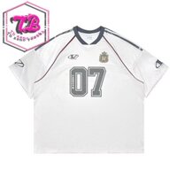 Áo thun nam lưới in chữ thiết kế sọc tay ngắn phong cách đua xe thể thao dáng rộng