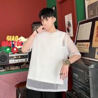 Áo thun nam lưới tay lỡ form rộng (Áo lưới + áo thun tanktop)
