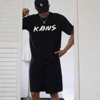 Áo Thun Nam Màu Đen In Chữ KANUS - Đen - 2XL