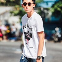 Áo Thun Nam Màu Trắng Tay Ngắn In Con Chó Dữ MYROSE169