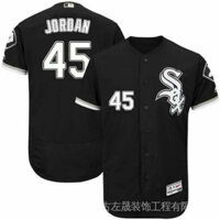 Áo thun nam MLB White Sox Chicago White Sox 45 Michael Jordan, áo bóng chày đen