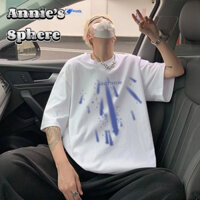 Áo thun nam mới có thiết kế in hình phong cách retro đường phố sang trọng và tia lửa dành cho thanh thiếu niên và cặp đôi, thời trang hàng đầu