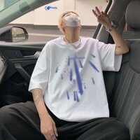 Áo thun nam mới có thiết kế in hình phong cách retro đường phố sang trọng và tia lửa dành cho thanh thiếu niên và cặp đôi, thời trang hàng đầu