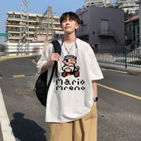 Áo thun nam mới có thiết kế in hình phong cách retro đường phố sang trọng và tia lửa dành cho thanh thiếu niên và cặp đôi, thời trang hàng đầu