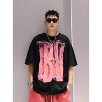 Áo thun nam mùa hè mới 2025, cotton nguyên chất Mỹ, thoáng khí, in chữ ba chiều, rộng rãi