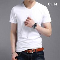 Áo thun nam ngắn tay cổ tim nhiều màu  hàng cao cấp  - TRẮNG,2XL  79kg - 89kg