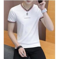 Áo thun nam ngắn tay cổ tim body phong cách hàn quốc cao cấp ATN06-Trắng - XÁM,SIZE XL