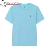 Áo thun nam ngắn tay cổ tròn Cotton màu trơn Logo ngựa thông thường