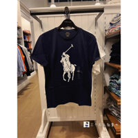 Áo thun nam ngắn tay cổ tròn logo ngựa to 100% Cotton cao cấp in hình