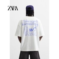 Áo thun nam ngắn tay cổ tròn in hình cotton mới mùa thu ZARA 1165312