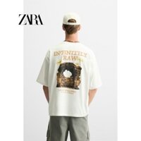 Áo thun nam ngắn tay cổ tròn in hình dáng rộng ZARA mùa thu mới 0495317