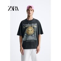 Áo thun nam ngắn tay cổ tròn in hình thoải mái mùa thu ZARA mới 6224331 898