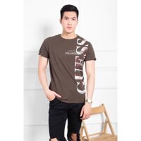 Áo thun nam ngắn tay Guess form slim fit năng động xanh than/nâu/be/rêu