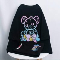Áo thun Nam, nữ, Form rộng, tay lỡ, thân dài 3 màu , Đen, Vàng, Trắng hình gấu Phảng Quang Unisex