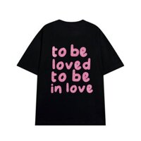 Áo Thun Nam Nữ Màu Đen In Hồng, Teight Love Tee, Black