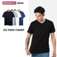 Áo thun nam nữ MENSEVIC local brand, áo phông trơn trắng đen, áo cộc cổ tròn, thấm hút co giãn TST01