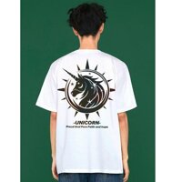 Áo thun nam nữ phản quảng 7 màu in hình kỳ lân siêu to đáng yêu phong cách - trắng,Free Size dưới 68kg