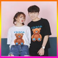 Aó Thun Nam Nữ Phom Rộng Dấu Quần , Aó Phông Nam Nữ Hình Con Gấu Feesize Từ 40-65kg