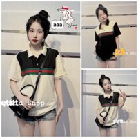 Áo thun nam nữ polo chất cotton khô 3158 KẺ NGANG unisex tay lỡ form rộng freesize AVATEN M1238