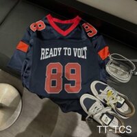 Áo thun Nam Nữ READY TO VOLT 89 Chất liệu Cotton bóng trơn phối lưới  mặc cực kì thoáng mát  ,Nam Nữ unisex Cổ Tim Fom R