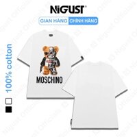 Áo Thun Nam Nữ Tay Lỡ Cổ Tròn Local Brand Nigust N257, áo phông nam nữ Unisex Gấu Teddy Moschino đường phố Form Rộng