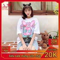 Áo Thun Nam Nữ Thỏ Donut Form Rộng Tay Lỡ Phong Cách Thời Trang Cặp Đôi Hàn Quốc Vici Unisex Cao Cấp