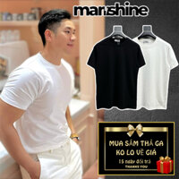 Áo thun nam nữ trắng đen trơn Basic Unisex cotton 100% co giãn 2 chiều Vai Kép may nổi viền MANSHINE
