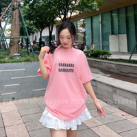 Áo Thun Nam Nữ UNIM Màu Hồng Nhạt Cotton 2 Chiều Oversize Unisex