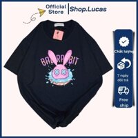 Áo Thun Nam Nữ Unisex Áo Phông vải cotton thoáng mát cổ tròn bigsize XXL 2XL in hình con THỎ - shop.lucas