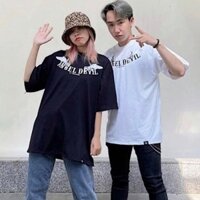 Áo thun nam nữ unisex tay lỡ Angel Devil, áo phông cotton freesize AD-Trend