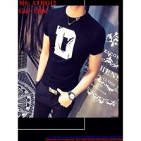 Áo thun nam ôm body ngắn tay cổ tròn hình chữ D ATHQ12